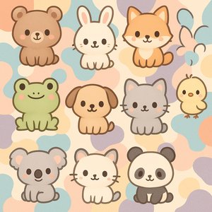 Kawaii Pastel Animal Pattern — Seamless Puzzle Background