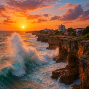 Kupang Cliffs at Sunset — Urban Coastline in Motion