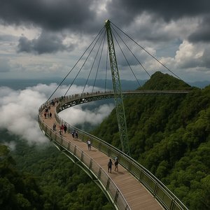 Langkawi Sky Bridge — Curved Canopy Walkway Over Clouds
