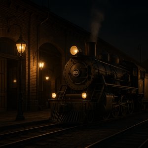 Midnight Steam: Locomotive 801 at the Old Depot