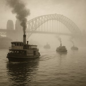 Misty Morning Ferries — Sydney Harbour, 1940