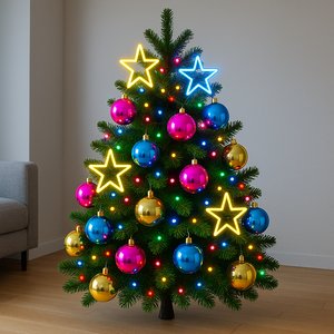 Modern Neon-Star Christmas Tree