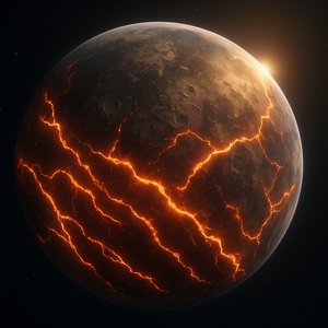 Molten Veins — Rocky Exoplanet with Glowing Magma Rivers