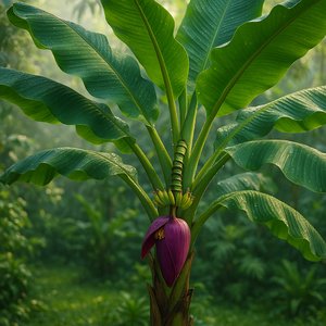 Morning Banana Blossom in Tropical Green