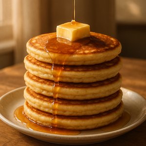 Morning Stack: Fluffy Pancakes with Maple Drizzle