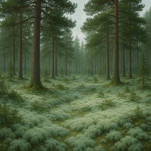 Moss-Carpeted Northern Pinewood
