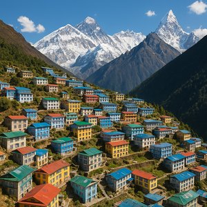 Namche Bazaar Amphitheater with Everest Peaks