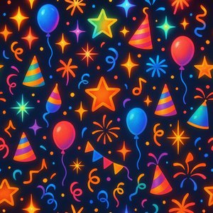 Neon Celebration — Festive Abstract Pattern