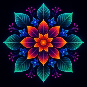 Neon Floral Mandala