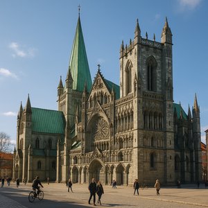 Nidaros Cathedral in Trondheim on a Bright Day
