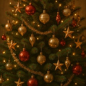 Nostalgic Traditional Christmas Tree with Vintage Ornaments
