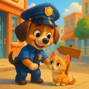 Officer Pup Helps a Lost Kitten