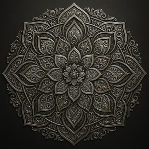 Ornate Metallic Mandala — Silver & Bronze Relief