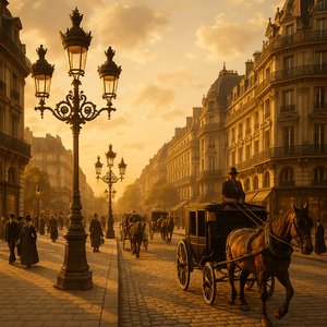 Paris, Circa 1900 — Golden Hour on a Grand Boulevard