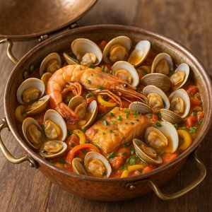 Photorealistic Cataplana de Marisco in Copper Pot