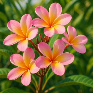 Pink & Yellow Frangipani Close-Up