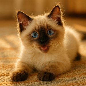 Playful Ragdoll Kitten in Warm Afternoon Light