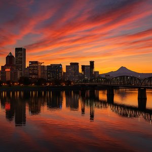 Portland Sunset Over the Willamette