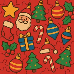 Puzzle-Ready Cartoon Christmas Ornaments Pattern