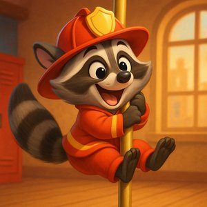 Raccoon Rookie Slides In!