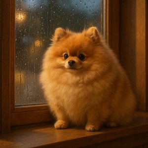 Rainy-Window Pomeranian