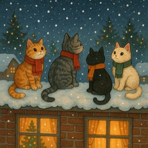 Rooftop Snowwatch: Cats in Scarves