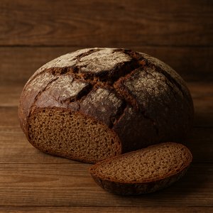 Rustic Homemade Rye Bread — Photorealistic Still Life