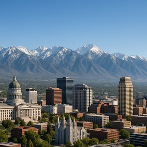 Salt Lake City Skyline with Wasatch Range