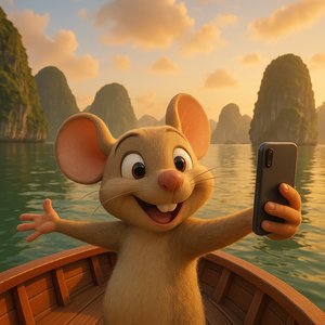 Selfie at Sunset in Ha Long Bay