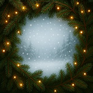 Snowy Forest Wreath with Warm Lights
