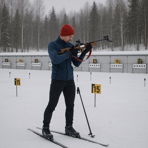 Solitary Biathlon Training on a Quiet Winter Range