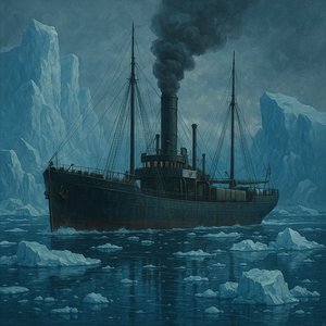 Steam Freighter Among the Ice