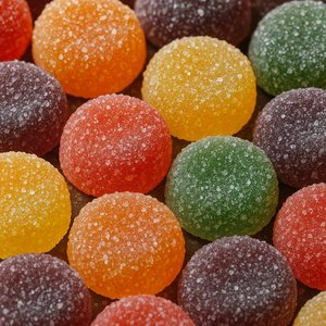 Sugar‑Dusted Fruit Pastilles — Macro Closeup