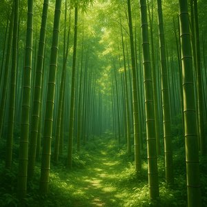 Sunlit Bamboo Grove Path