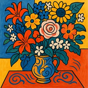 Sunlit Bouquet in Bold Lines