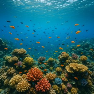 Sunlit Coral Reef Alive with Color