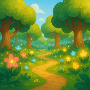 Sunlit Enchanted Forest Path