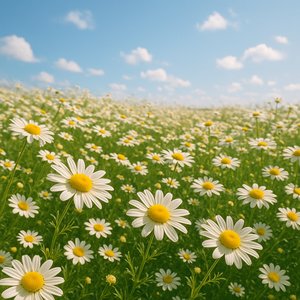 Sunlit Field of Russian Chamomile