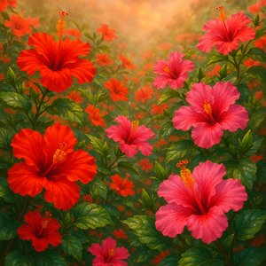 Sunlit Hibiscus Meadow