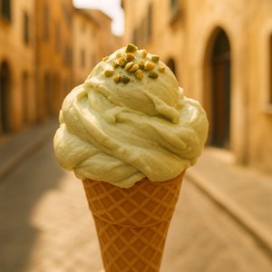 Sunlit Pistachio Gelato in Waffle Cone