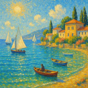 Sunlit Riviera: A Joyful Mediterranean Afternoon