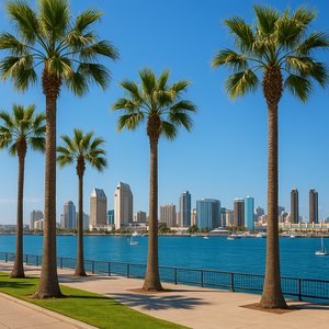 Sunlit San Diego Harbor Promenade