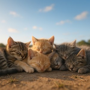Sunlit Slumber: Kittens in a Gentle Circle