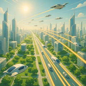 Sunlit Utopia: Organized Aerial Lanes Over a Green Future City
