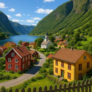 Sunlit Village on the Fjord — Flåm in Summer