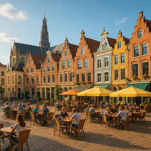 Sunny Afternoon at Haarlem Old Town Square