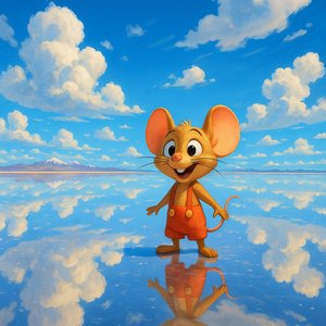 Sunny Stroll on the Salar: Cartoon Mouse in the Sky-Mirror