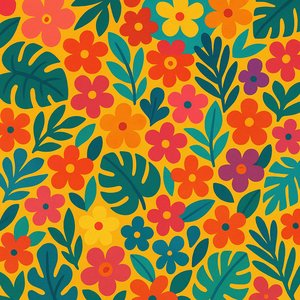 Sunny Tropical Bloom — Seamless Floral Pattern
