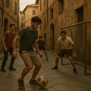 Sunset Street Football in an Italian Alley