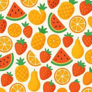 Tropical Fruit Repeat — Playful Flat Pattern